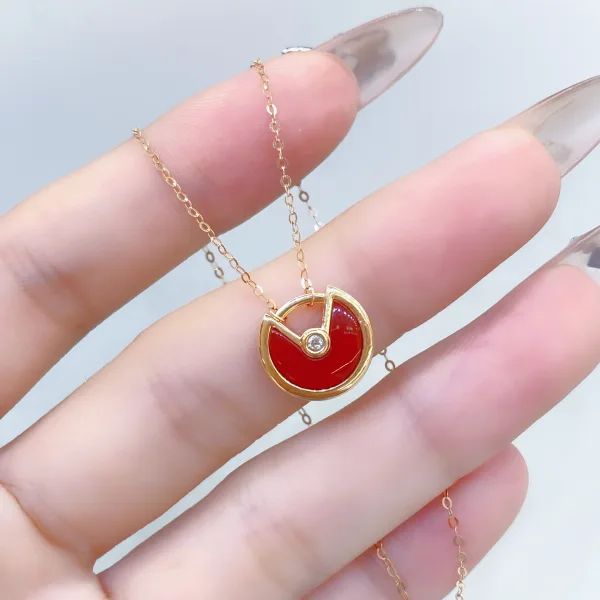 Red Agate Amulet Necklace - 图片 4