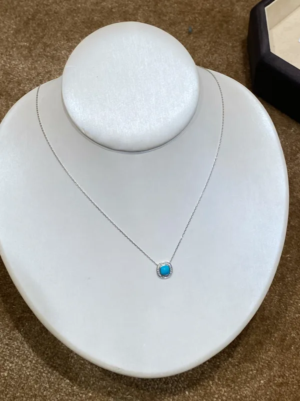 Turquoise Square Pendant Necklace - 图片 2