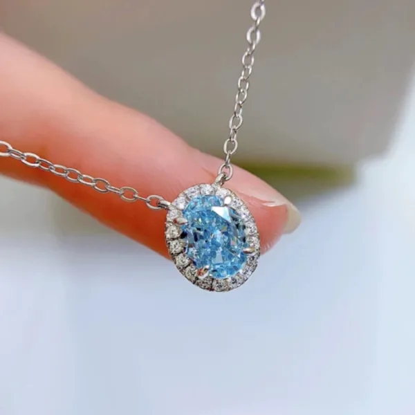 Oval Aquamarine Pendant Necklace - 图片 2