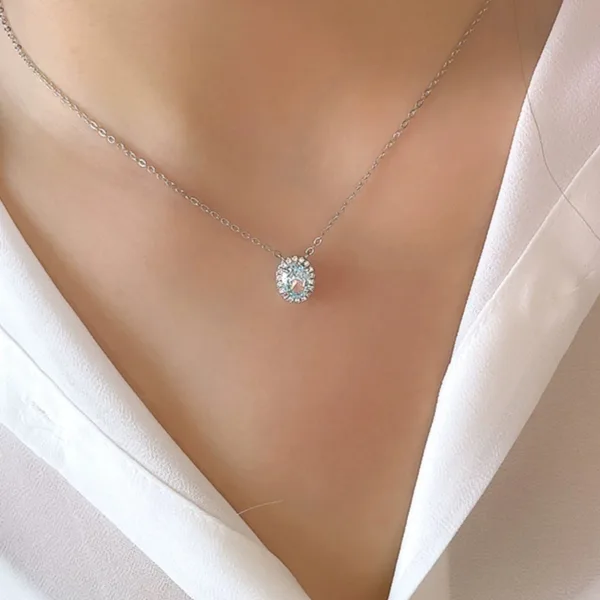 Oval Aquamarine Pendant Necklace - 图片 3