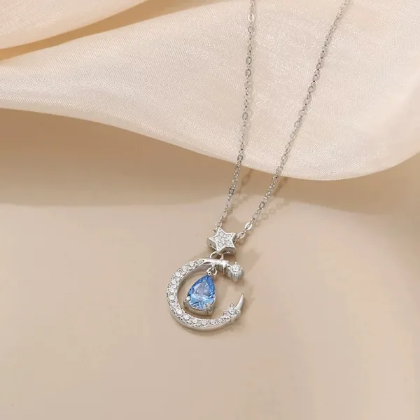 Aquamarine Star and Moon Necklace - 图片 3