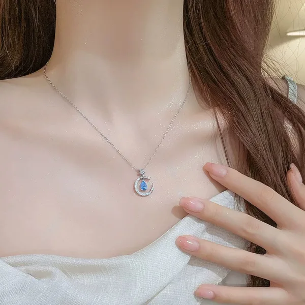 Aquamarine Star and Moon Necklace - 图片 4